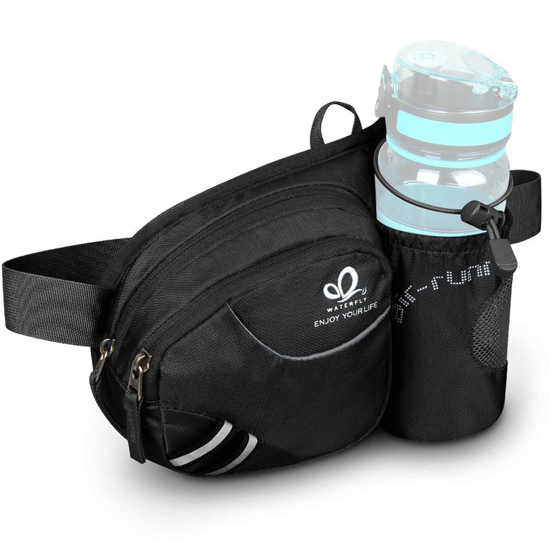 WATERFLY Hiking Waist Bag Fanny Pack with Water Bottle Holder Running & Dog Walking Fit All Phones