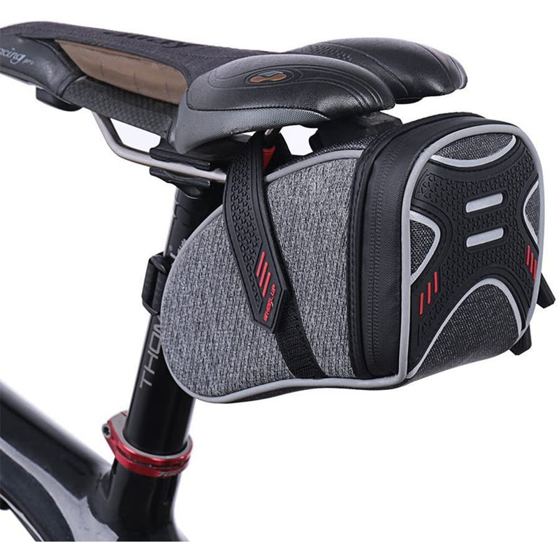 WATERFLY Strap On Bike Saddle Bag Bicycle Seat Bag Cycling Wedge Storage Bag Reflective Stripe