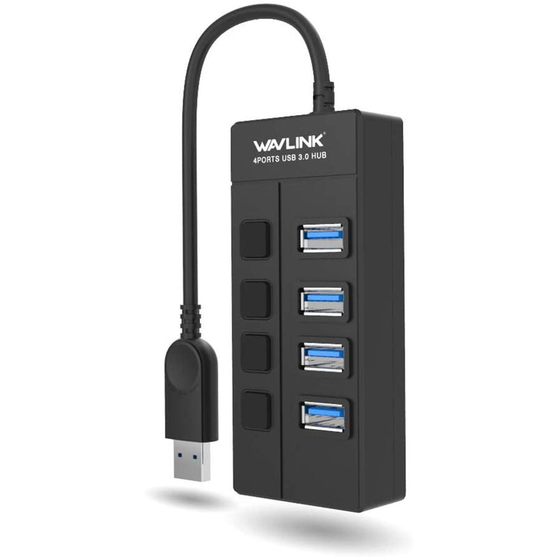 WAVLINK 4 Port USB 3.0 Hub with Individual LED Power Switches, Support SuperSpeed Data Transfer up to 5Gbps