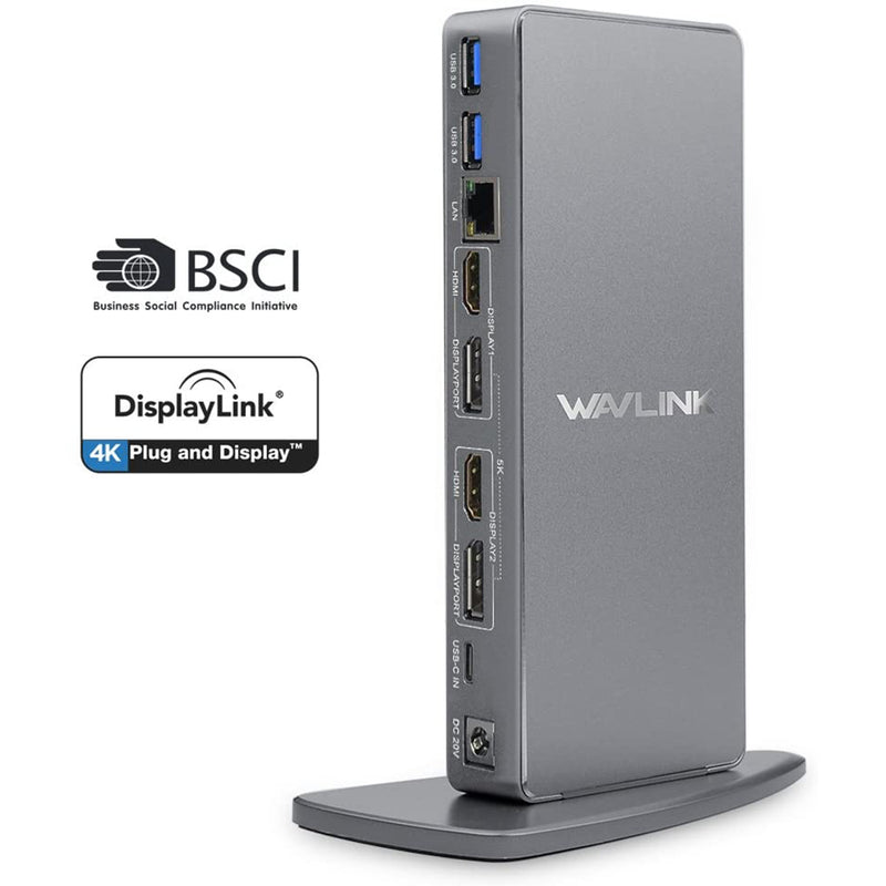 WAVLINK USB C Universal Laptop Docking Station, Dual 4K@60Hz Display & 5K Single Video Display