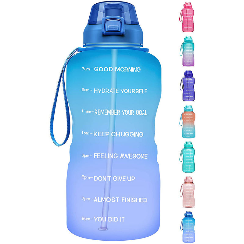 Fidus Large 1 Gallon/128oz Motivational Water Bottle with Time Marker & Straw,Leakproof  Water Jug