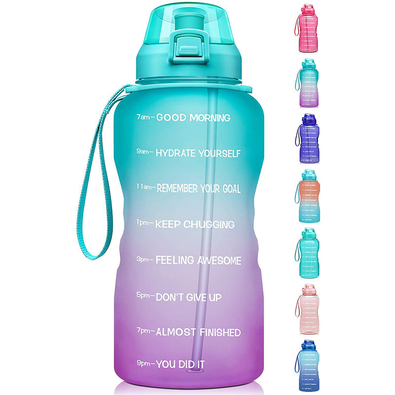 Fidus Large 1 Gallon/128oz Motivational Water Bottle with Time Marker & Straw,Leakproof  Water Jug
