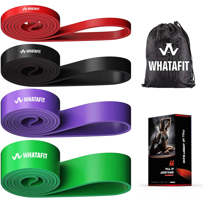 Whatafit Pull Up Assist Bands Resistance Stretch Band , Assistance Band for Exercise,  Mobility Home Fitness (Set of 4)