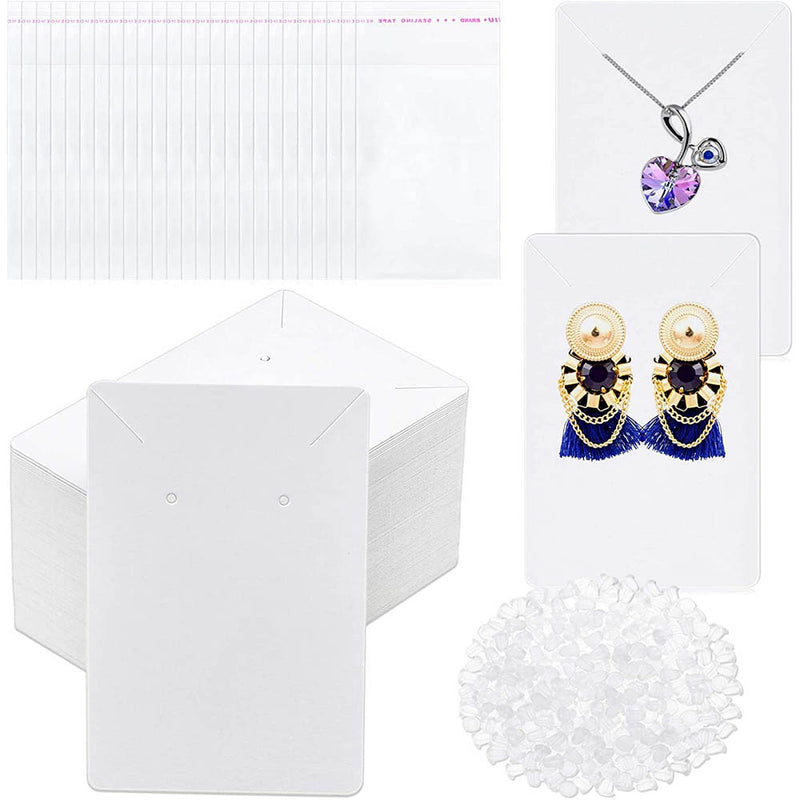 Anezus White Earring Cards,400 Pcs Earring Packaging Supplies Kit
