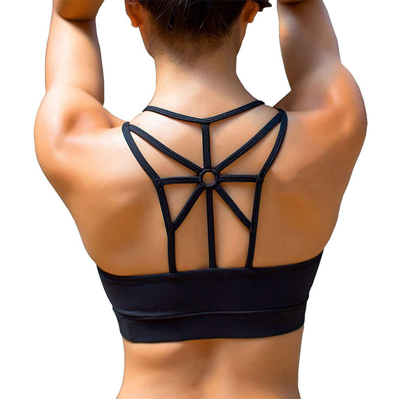 YIANNA Sports Bras Cross Back Padded Sports Bra Medium Support Workout Yoga Bra