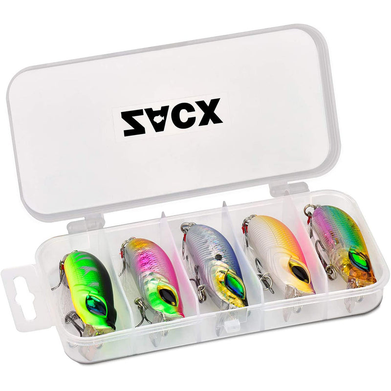 ZACX Fishing Lures 5 PCS Crankbaits Set with Tackle Box for Bass Trout Salt Water and Fresh Water