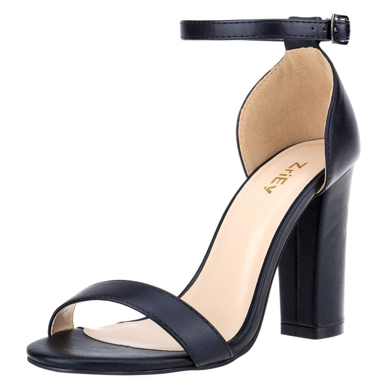 ZriEy Heeled Sandals Chunky Block Strappy High Heels Ankle Strap Open Toe Sandals