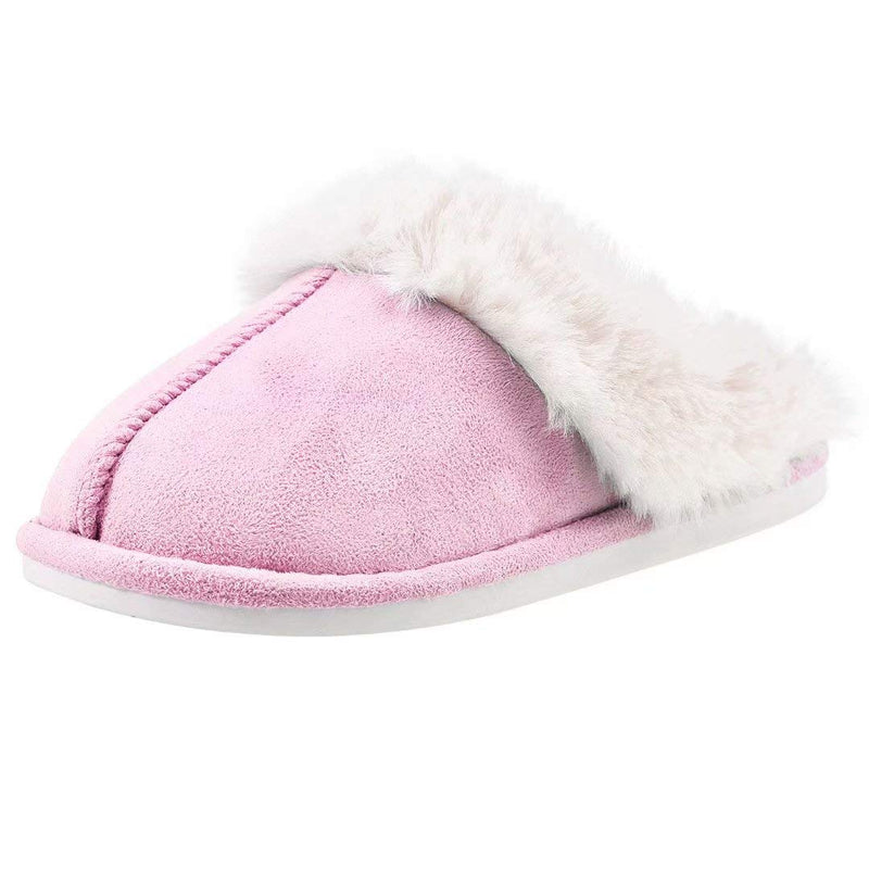 ZriEy Womens Suede Comfy Slippers Memory Foam Fluffy Warm Non-Slip Shoes