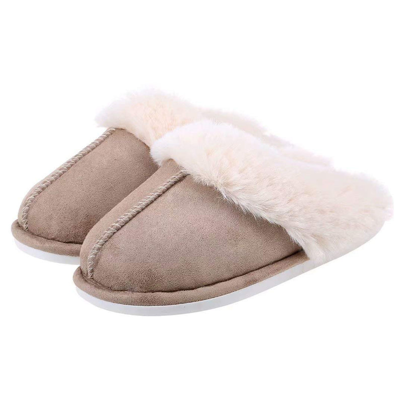 ZriEy Womens Suede Comfy Slippers Memory Foam Fluffy Warm Non-Slip Shoes