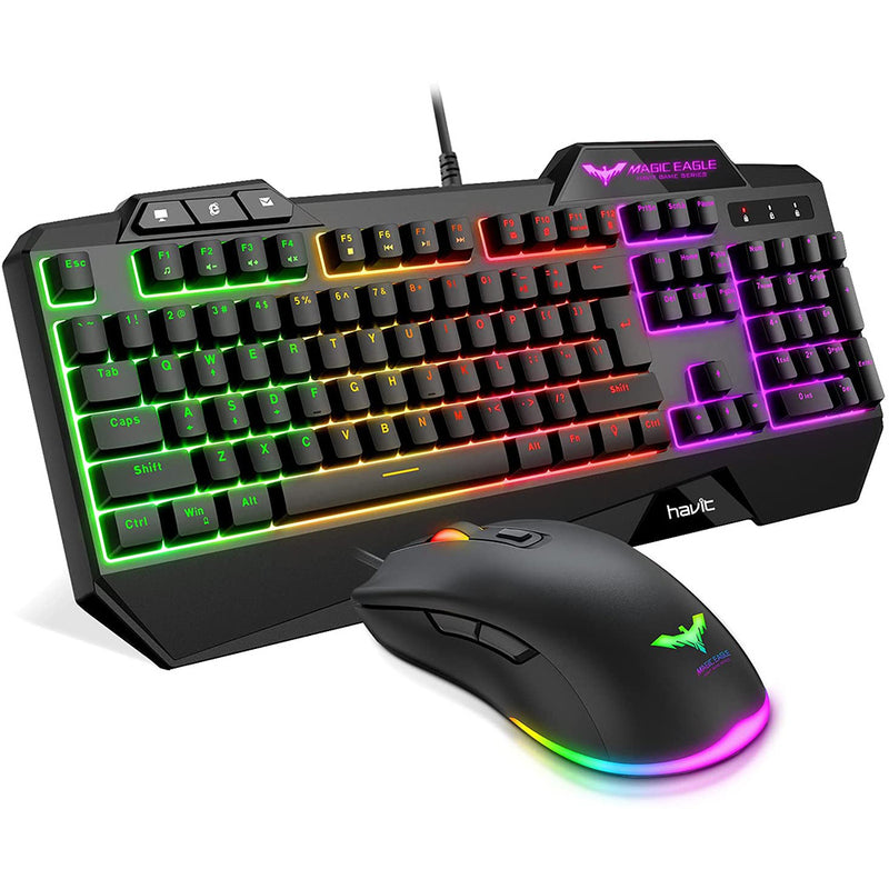 Havit Wired Gaming Keyboard Mouse Combo LED Rainbow Backlit Gaming Keyboard RGB Gaming Mouse